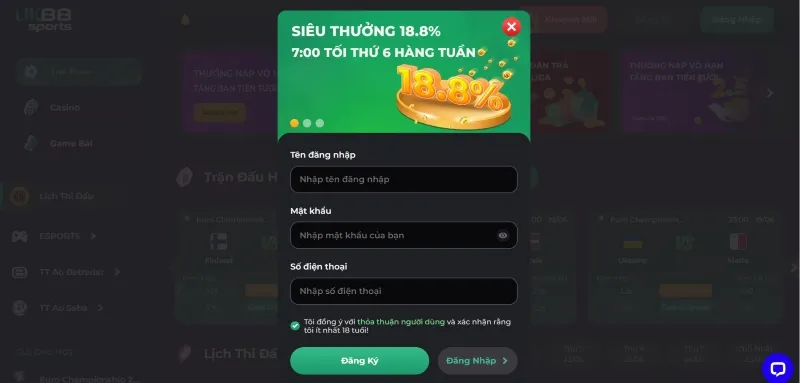 hướng dẫn điền đăng ký UK88