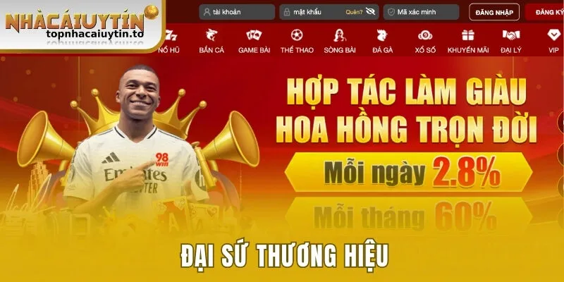 Đại sứ thương hiệu của nhà cái là cầu thủ Mbappe