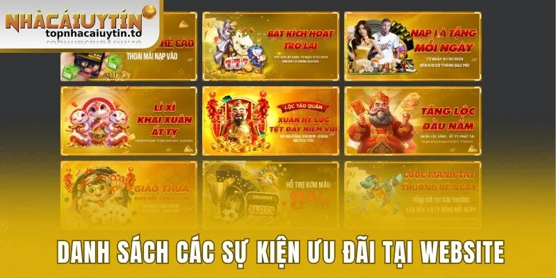 Danh sách các sự kiện ưu đãi tại website 